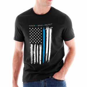 Thin Blue Line USA Flag LEO T Shirt - Thin Blue Line Wear