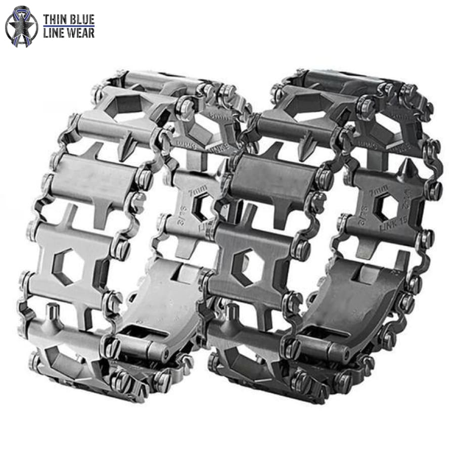 29-in-1 Stainless Steel Wearable Multitool Bracelet - Thin Blue Line Wear