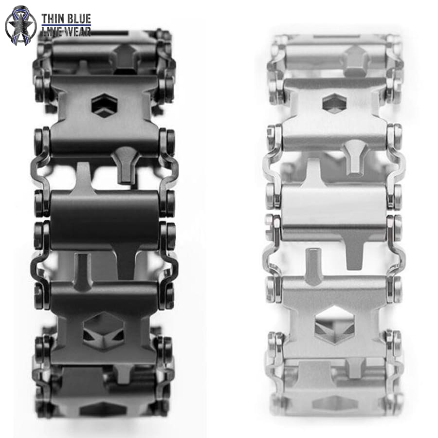 29-in-1 Stainless Steel Wearable Multitool Bracelet - Thin Blue Line Wear