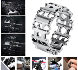 29-in-1 Stainless Steel Wearable Multitool Bracelet - Thin Blue Line Wear