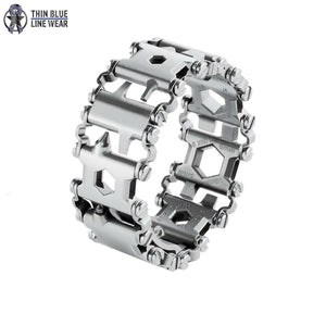 29-in-1 Stainless Steel Wearable Multitool Bracelet - Thin Blue Line Wear