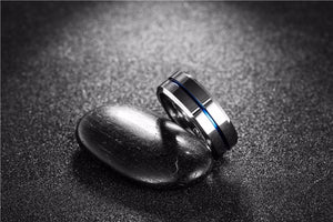 STUNNING THIN BLUE LINE IONIC TUNGSTEN RING - Thin Blue Line Wear