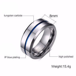 STUNNING THIN BLUE LINE IONIC TUNGSTEN RING - Thin Blue Line Wear