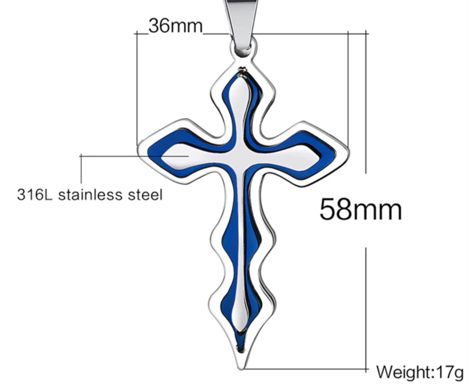 BLUE CURVED CROSS PENDANT NECKLACE - Thin Blue Line Wear