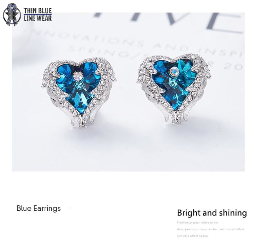 Blue Heart Earring-Free Gift - Thin Blue Line Wear