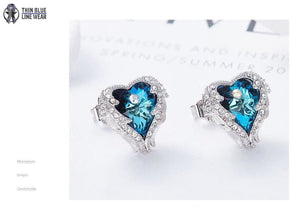 Blue Heart Earring-Free Gift - Thin Blue Line Wear