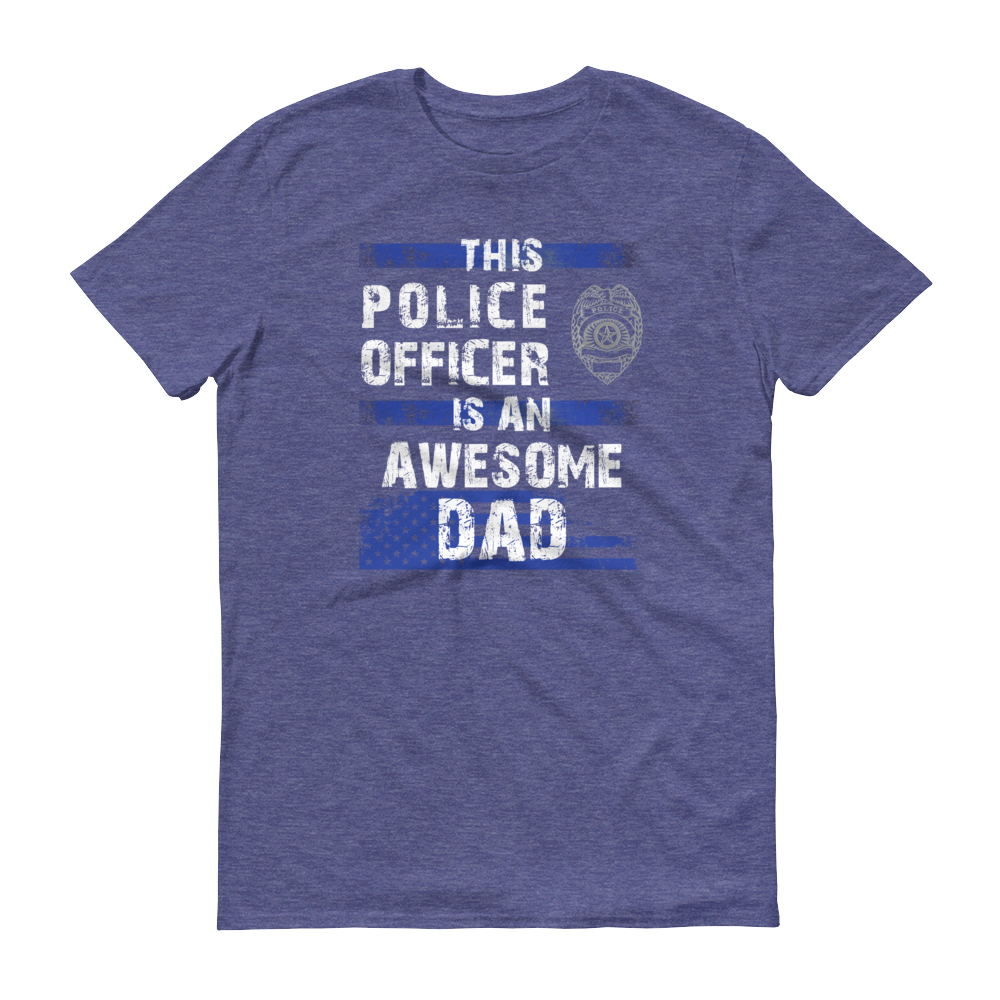 This Police Officer is an Awesome Dad Short Sleeve T-shirt-Double side - Thin Blue Line Wear