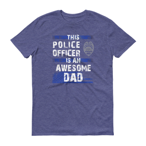 This Police Officer is an Awesome Dad Short Sleeve T-shirt-Double side - Thin Blue Line Wear