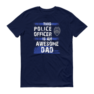 This Police Officer is an Awesome Dad Short Sleeve T-shirt-Double side - Thin Blue Line Wear