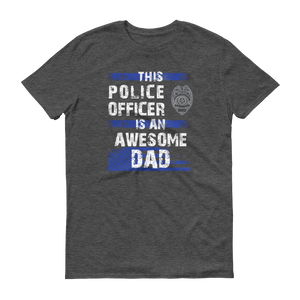 This Police Officer is an Awesome Dad Short Sleeve T-shirt-Double side - Thin Blue Line Wear