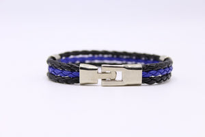 THIN BLUE LINE LEATHER BRACELET - Thin Blue Line Wear