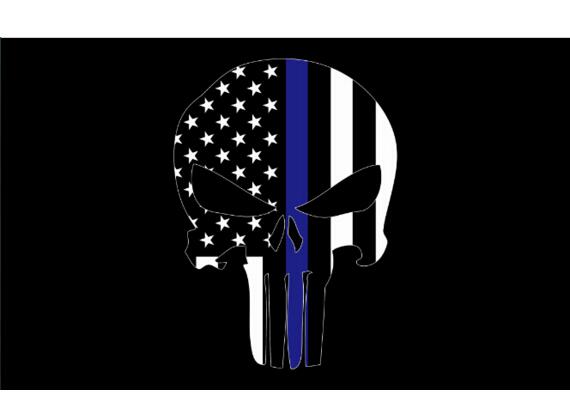 THIN BLUE LINE PUNISHER SKULL FLAG 3x5 FT - Thin Blue Line Wear