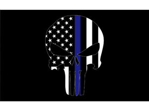 THIN BLUE LINE PUNISHER SKULL FLAG 3x5 FT - Thin Blue Line Wear