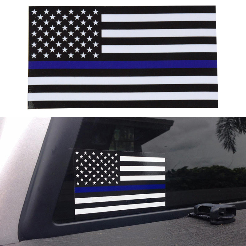 THIN BLUE LINE AMERICAN FLAG DECAL WINDOW STICKER - Thin Blue Line Wear