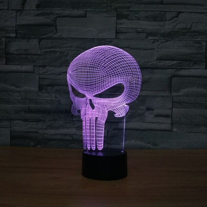 3D 7 COLOR LED PUNISHER SKULL LAMP - Thin Blue Line Wear