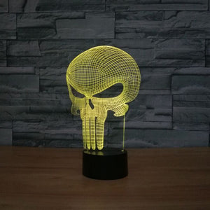 3D 7 COLOR LED PUNISHER SKULL LAMP - Thin Blue Line Wear