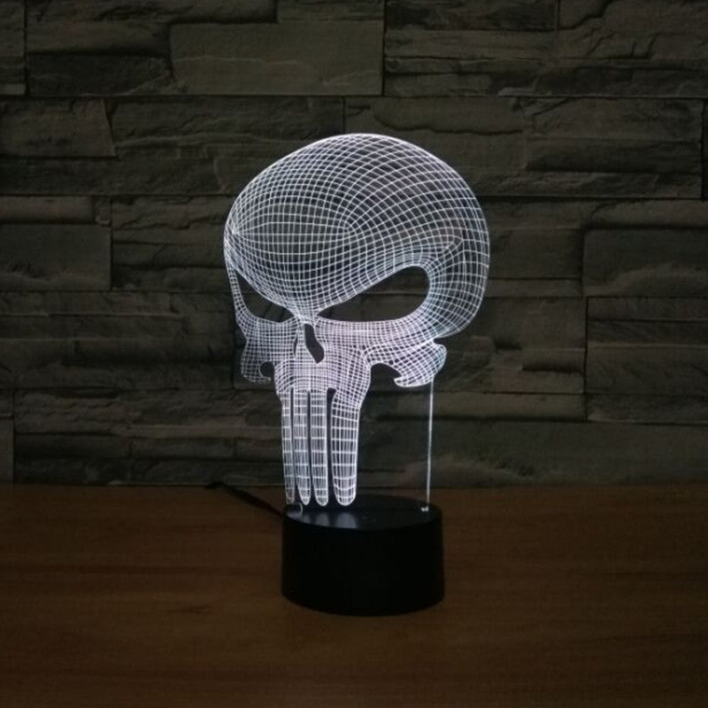 3D 7 COLOR LED PUNISHER SKULL LAMP - Thin Blue Line Wear