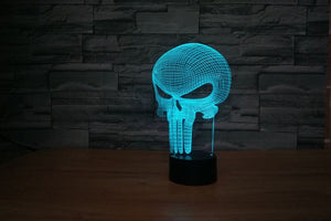 3D 7 COLOR LED PUNISHER SKULL LAMP - Thin Blue Line Wear