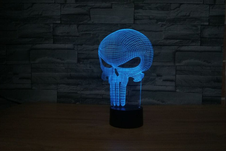 3D 7 COLOR LED PUNISHER SKULL LAMP - Thin Blue Line Wear