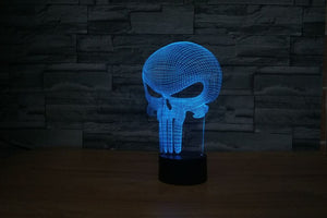 3D 7 COLOR LED PUNISHER SKULL LAMP - Thin Blue Line Wear