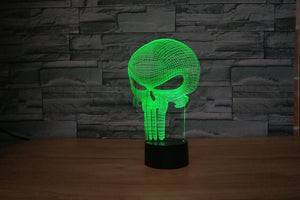 3D 7 COLOR LED PUNISHER SKULL LAMP - Thin Blue Line Wear