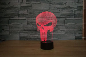 3D 7 COLOR LED PUNISHER SKULL LAMP - Thin Blue Line Wear