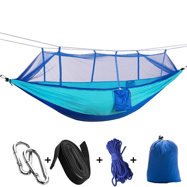 Outdoor Mosquito Net Hammock with Carabiners and Hanging Kit - Thin Blue Line Wear