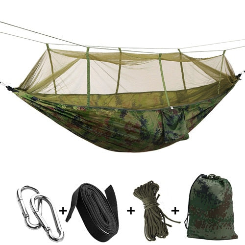 Outdoor Mosquito Net Hammock with Carabiners and Hanging Kit - Thin Blue Line Wear