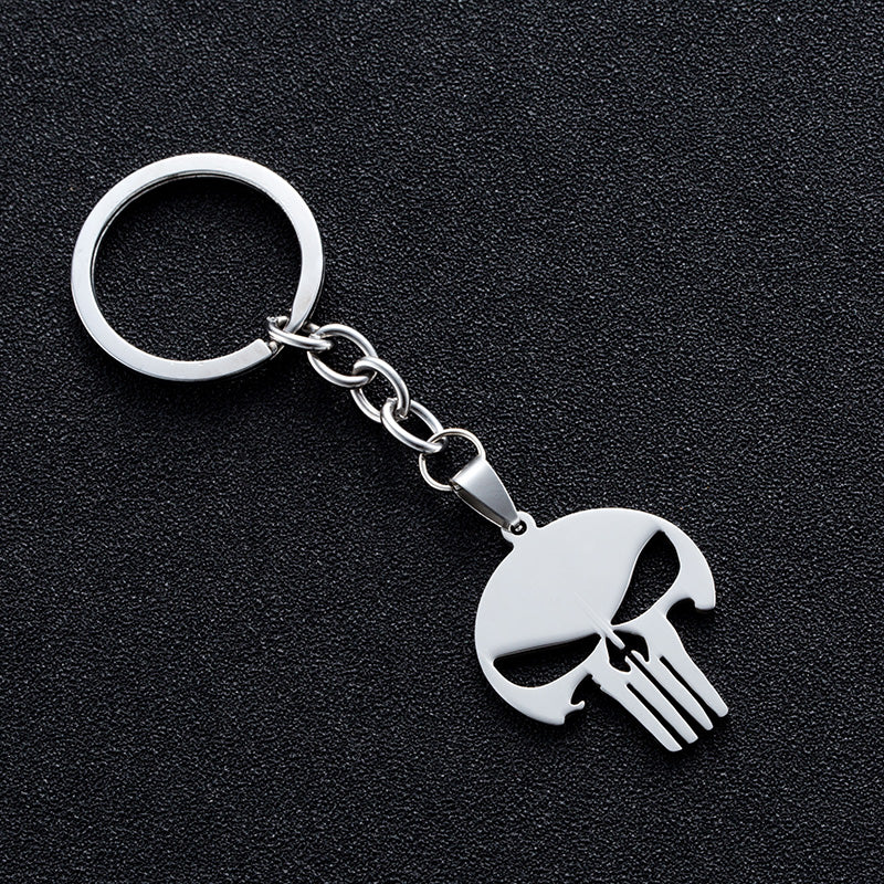 STAINLESS STEEL PUNISHER KEY CHAIN - Thin Blue Line Wear