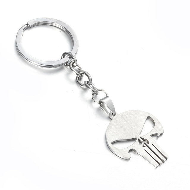 STAINLESS STEEL PUNISHER KEY CHAIN - Thin Blue Line Wear