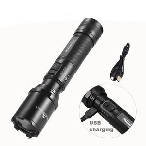 Tactical LED Police Self Defense Ultra Bright Rechargeable Flashlight - Thin Blue Line Wear