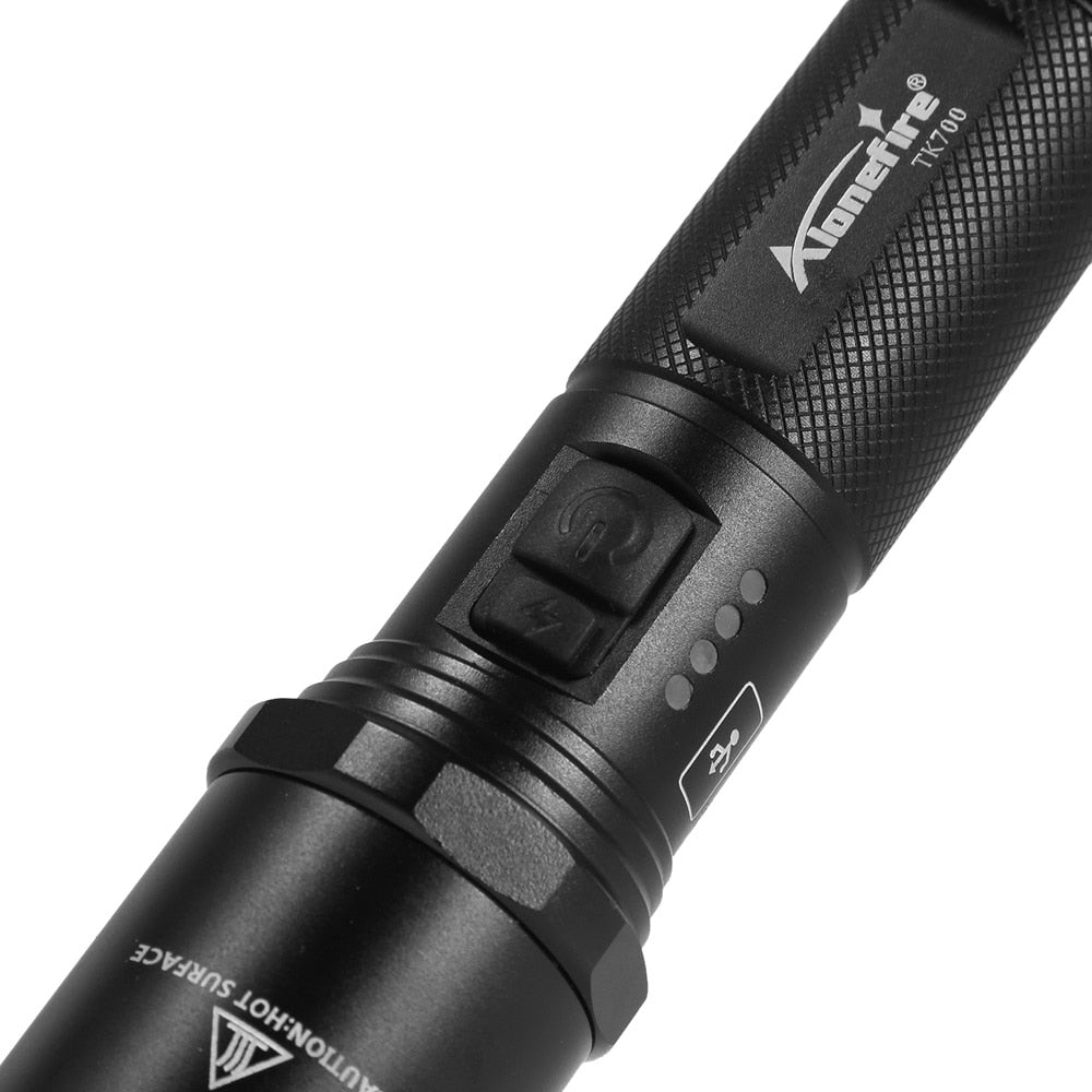 Tactical LED Police Self Defense Ultra Bright Rechargeable Flashlight - Thin Blue Line Wear