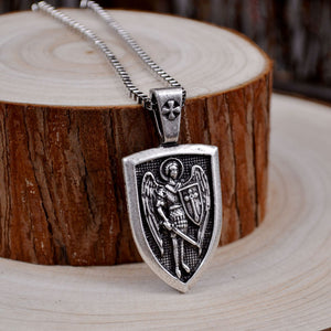 St.Michael Protect Me Shield Protection Necklace - Thin Blue Line Wear