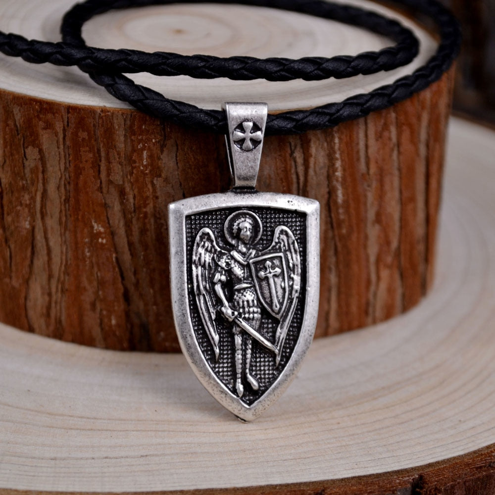 St.Michael Protect Me Shield Protection Necklace - Thin Blue Line Wear