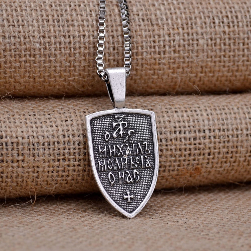 St.Michael Protect Me Shield Protection Necklace - Thin Blue Line Wear