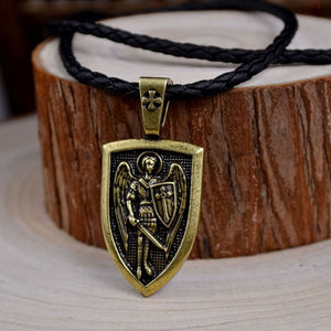 St.Michael Protect Me Shield Protection Necklace - Thin Blue Line Wear