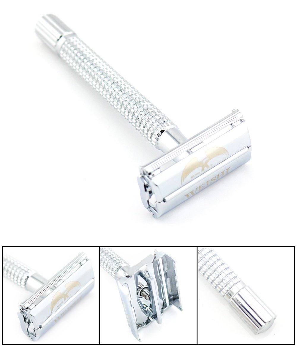 Long Handle Version Butterfly Open Double Edge Safety Razor - Thin Blue Line Wear