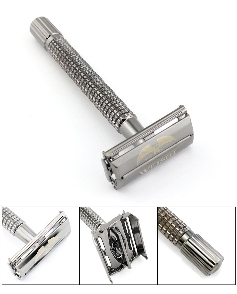 Long Handle Version Butterfly Open Double Edge Safety Razor - Thin Blue Line Wear