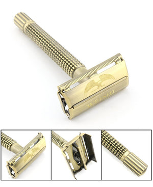 Long Handle Version Butterfly Open Double Edge Safety Razor - Thin Blue Line Wear