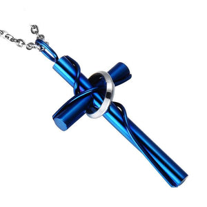 Cross W. Lord and Halo Ring Necklace - Thin Blue Line Wear