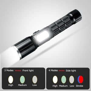 Tactical ultra bright flashlight+side light - Thin Blue Line Wear