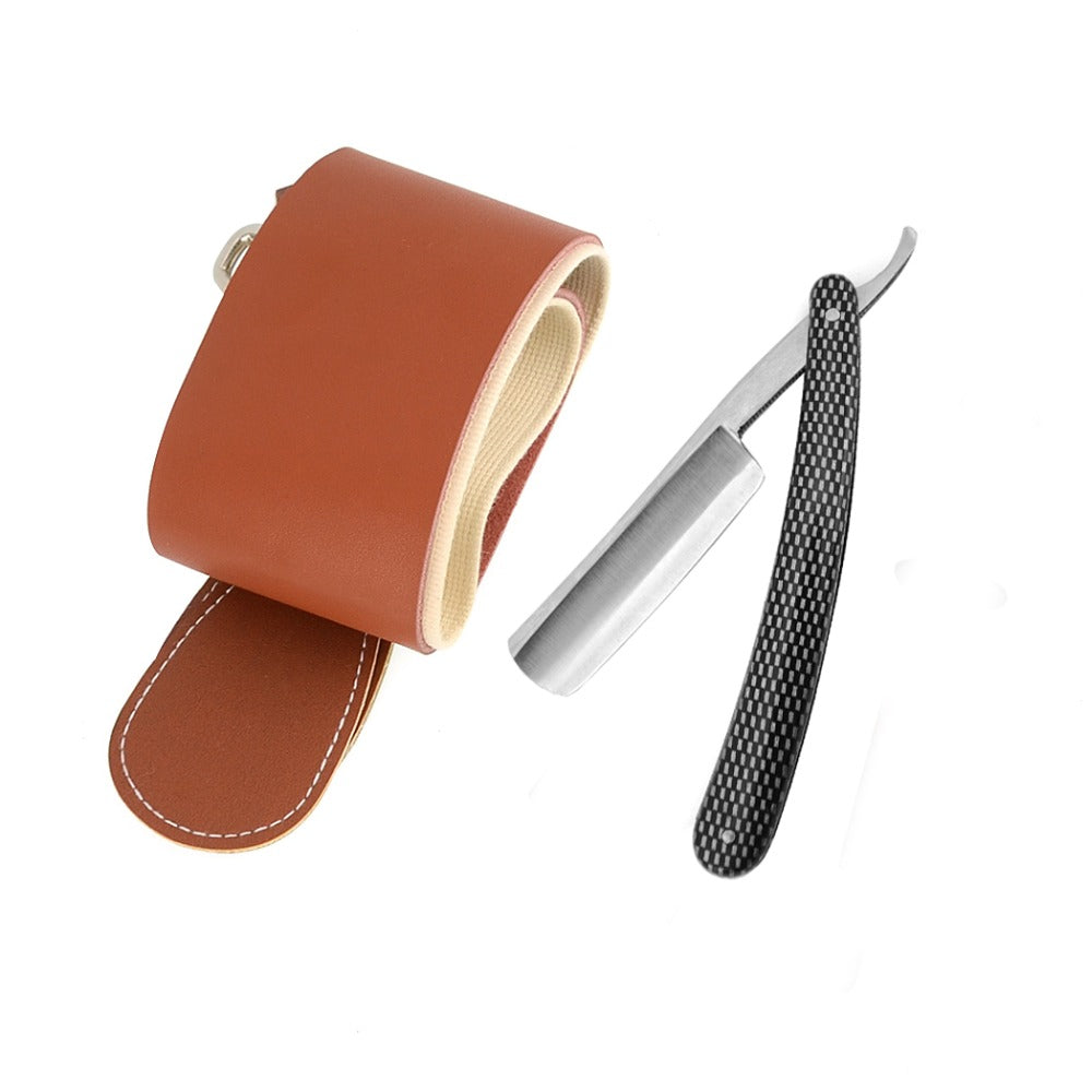 Gold Dollar 208 Straight Razor + Leather Shaver Razor Strop - Thin Blue Line Wear