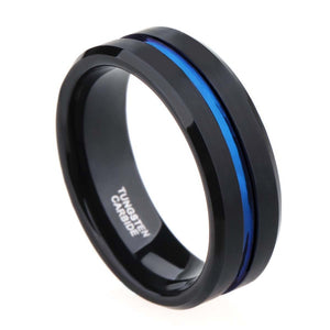 THIN BLUE LINE BLACK TUNGSTEN CARBIDE RING - Thin Blue Line Wear