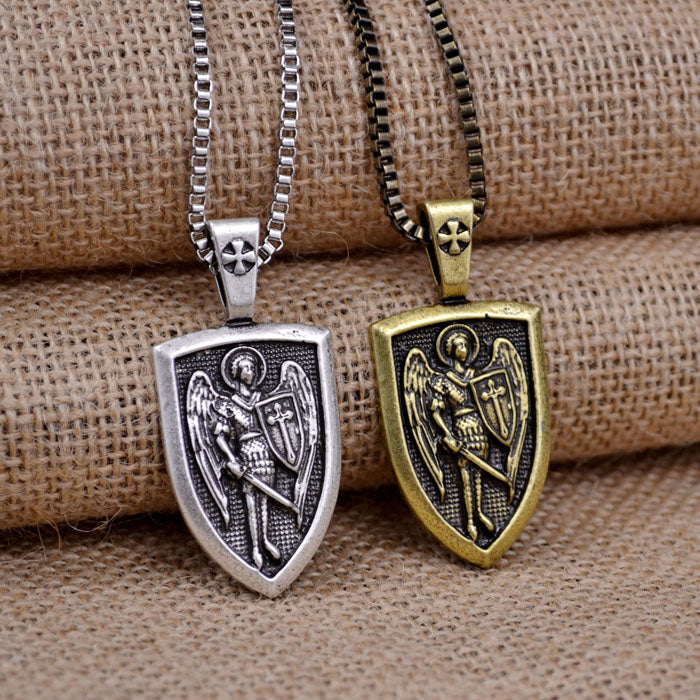 St.Michael Protect Me Shield Protection Necklace - Thin Blue Line Wear