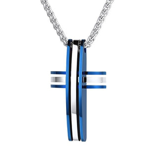 Modern Thin Blue Line Cross Necklace - Thin Blue Line Wear