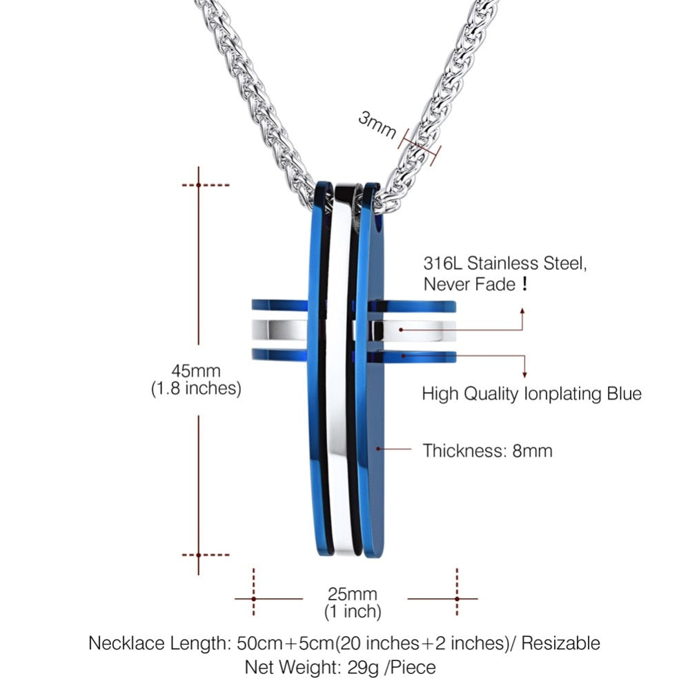 Modern Thin Blue Line Cross Necklace - Thin Blue Line Wear