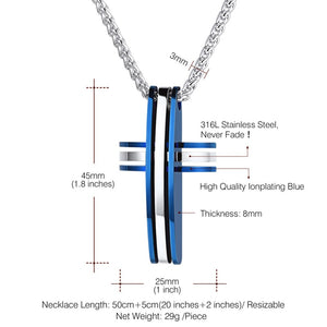 Modern Thin Blue Line Cross Necklace - Thin Blue Line Wear