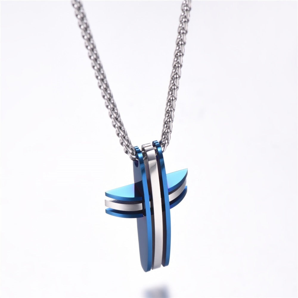 Modern Thin Blue Line Cross Necklace - Thin Blue Line Wear