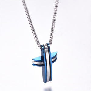 Modern Thin Blue Line Cross Necklace - Thin Blue Line Wear