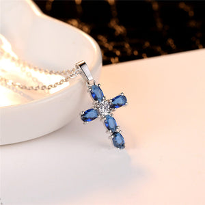 Free Blue Crystal Cross Necklace - Thin Blue Line Wear